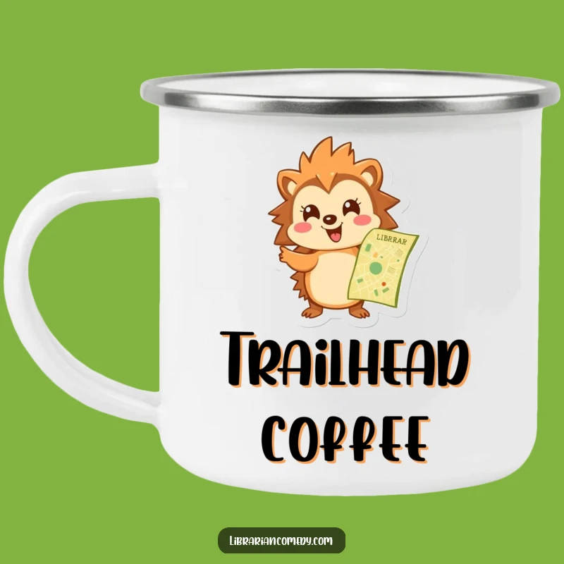 Funny Hedgehog Library Map Camping Mug: Explore the Outdoors, Perfect Reader Gift