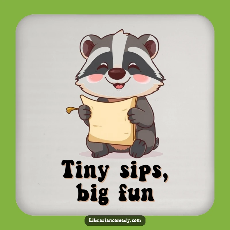 Funny Badger Scroll Coaster - Comical Woodland Protection for Your Surfaces