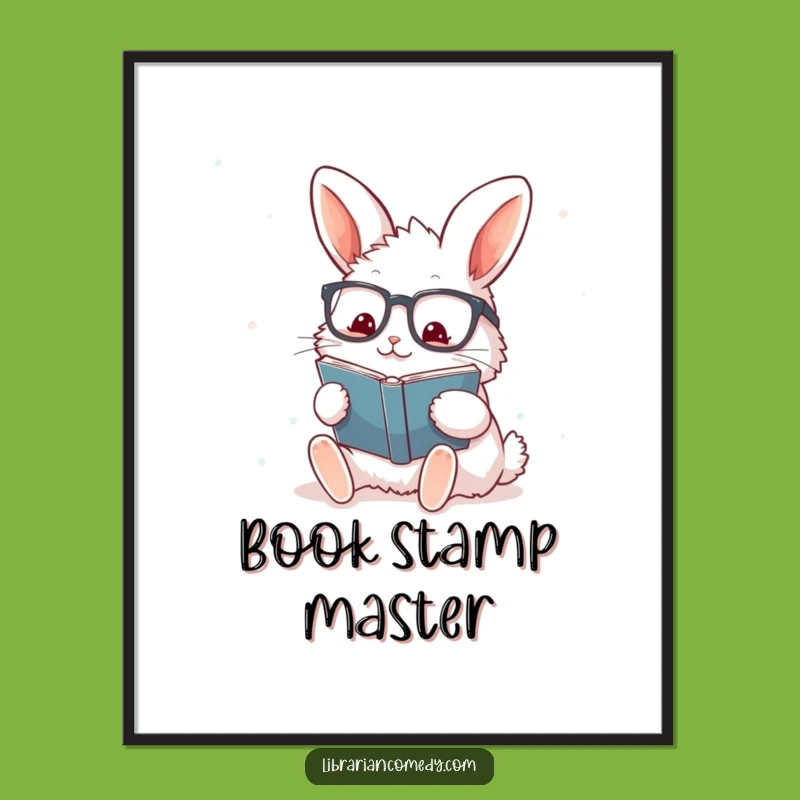 Funny Rabbit Book Poster: Enthusiastic Wall Art, Ideal Humorous Gift for Reading Nooks