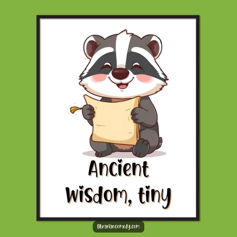 Funny Badger Scroll Poster - Comical Woodland Art for Whimsical Decor