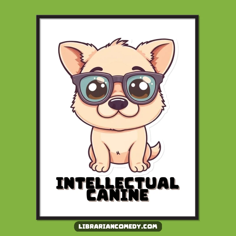 Funny Dog Glasses Poster - Comical Canine Art for Whimsical Wall Decor