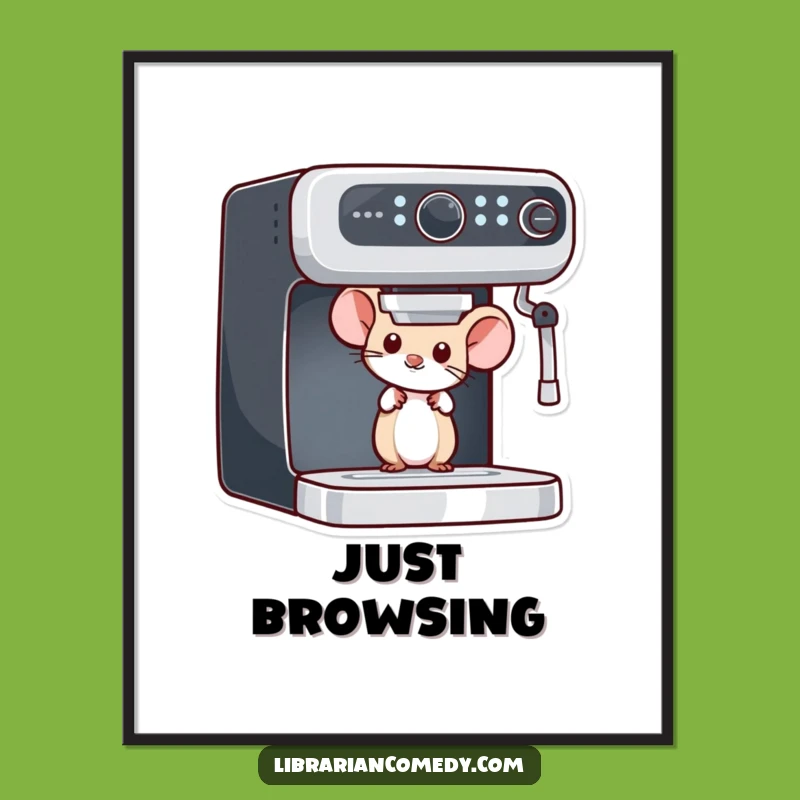 Funny Mouse Bookshelf Poster: Literary Humor for Your Walls, Perfect Gift