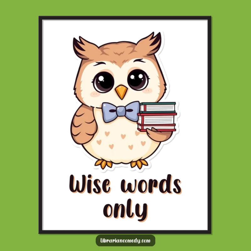 Funny Owl Bookworm Poster: Charming Wall Art, Ideal Humorous Gift for Study Spaces