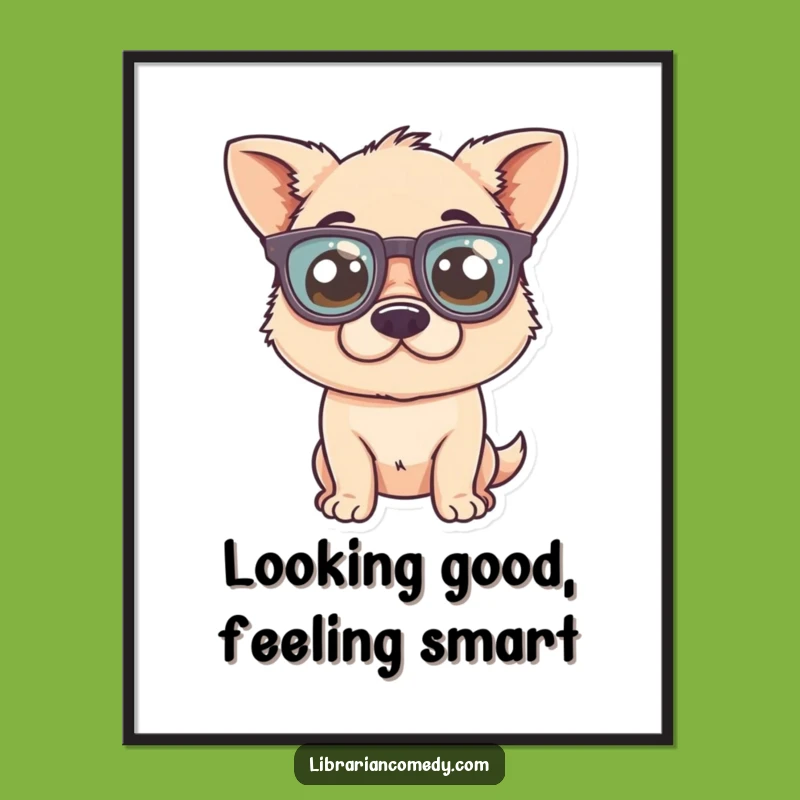 Funny Free Printable Wall Art: Dog with Big Glasses, Quirky Downloadable Decor