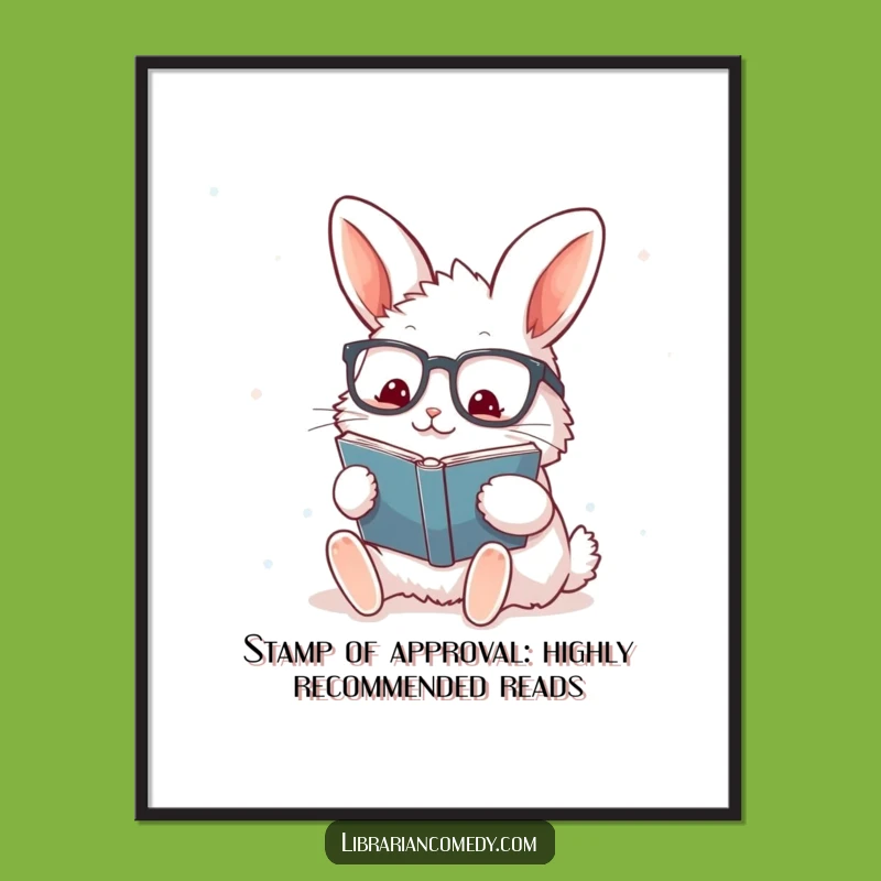 Free Printable Rabbit Wall Art: Funny Book Stamp Enthusiast Downloadable Decor
