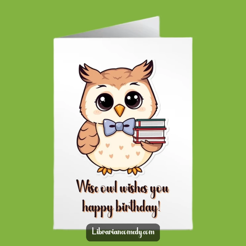 Free Printable Owl Birthday Card: Funny Bookworm Owl Downloadable Gift for Readers