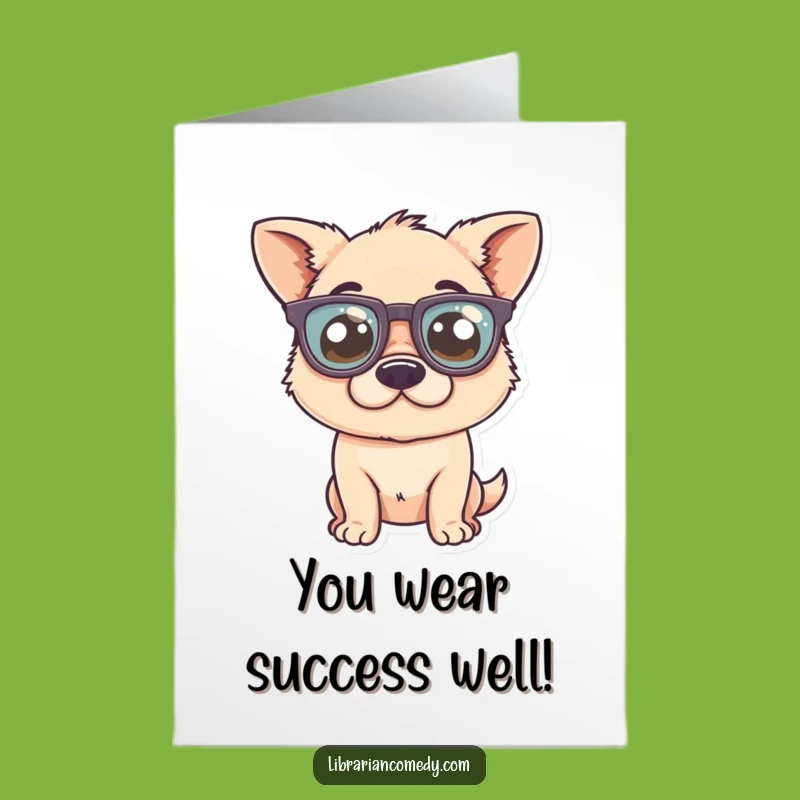 Congrats Free Printable Card: Dog's Big Specs, Funny Downloadable Success
