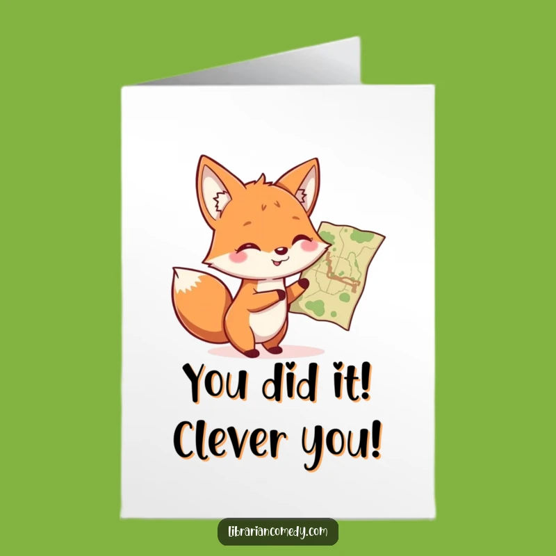 Free Printable Fox Congratulations Card: Clever Map Fox Downloadable Greeting
