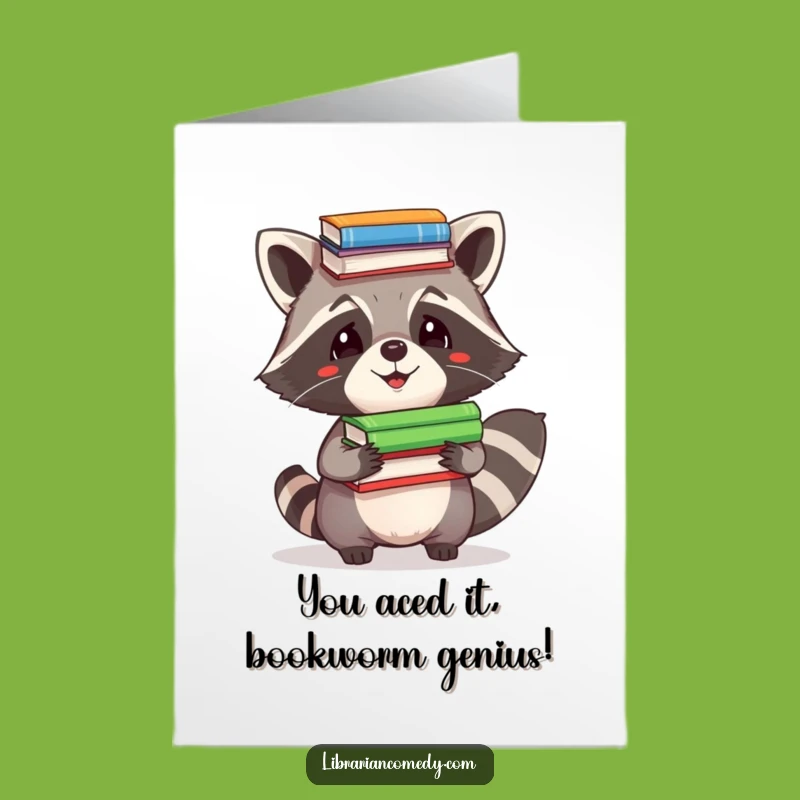 Free Printable Congrats Card: Raccoon Book Stunt, Hilarious Downloadable Achievement