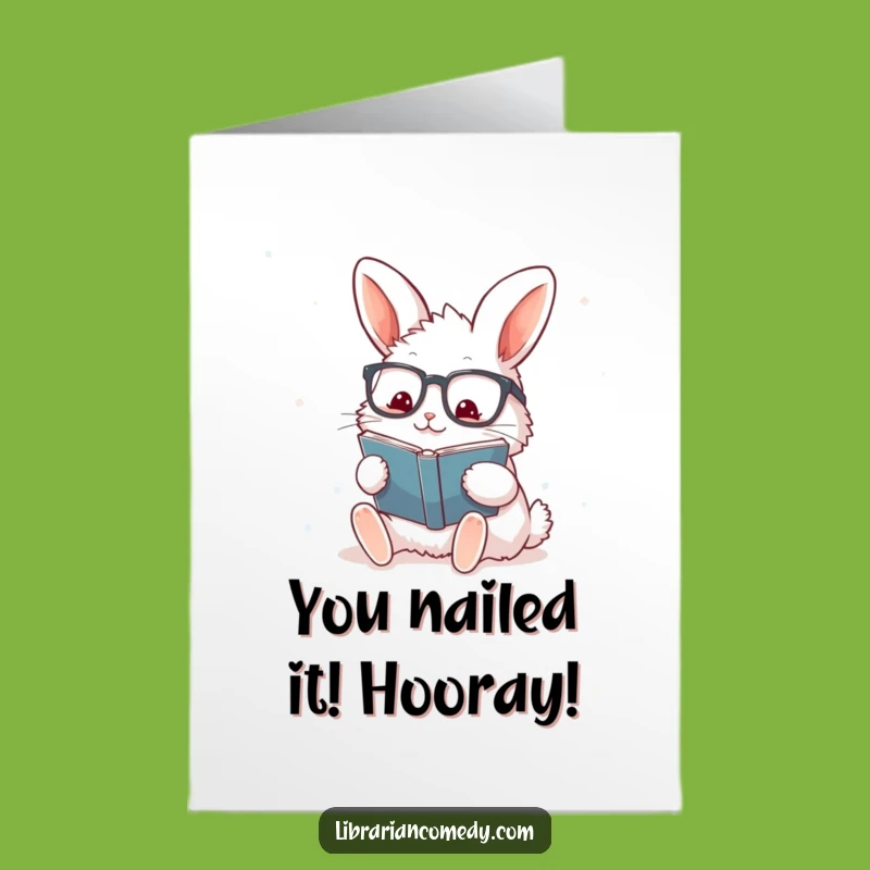 Free Printable Rabbit Congratulations Card: Book Stamp Enthusiast Downloadable Greeting