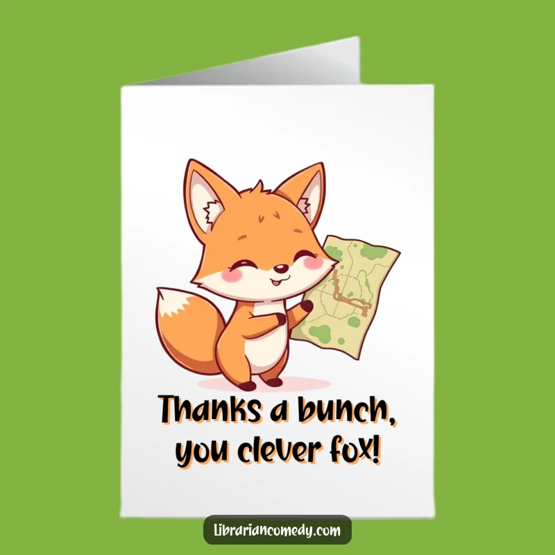 Free Printable Fox Thank You Card: Grateful Map Fox Downloadable for Thanks