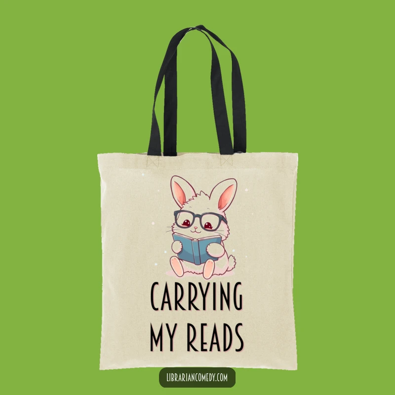 Funny Rabbit Stamper Tote Bag: Carry Your Books, Perfect Humorous Gift for Library Hauls