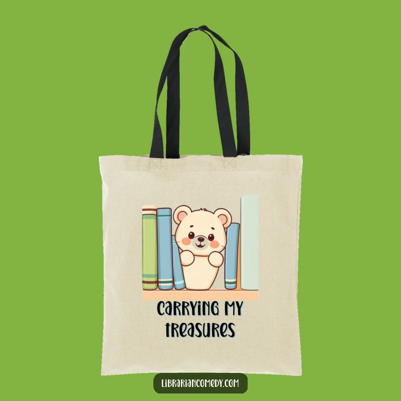 Funny Bear Cub Tote Bag: Carry Your Books, Perfect Humorous Gift for Library Trips